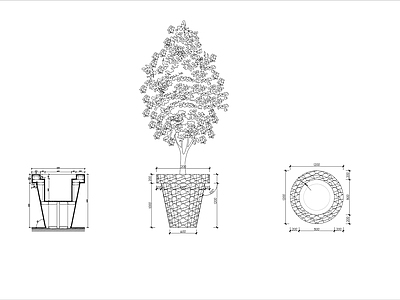 现代其他节点详图 植物盆景大样节点 施工图