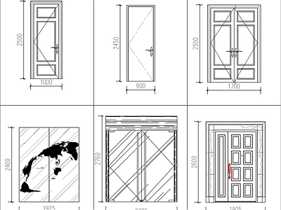 现代门 室内图块 施工图