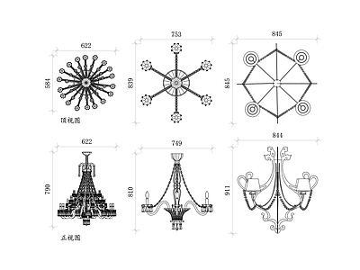 欧式灯具图库 古典枝形吊灯 古典吊灯 枝形吊灯 古典水晶吊灯 古典装饰吊灯 施工图