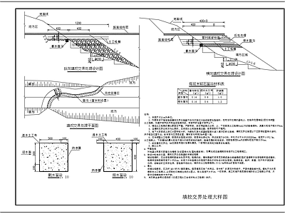 现代其他节点详图 填挖交界处理设计 填挖交界处理大样 纵向填挖交界处理 横向填挖交界处理 施工图