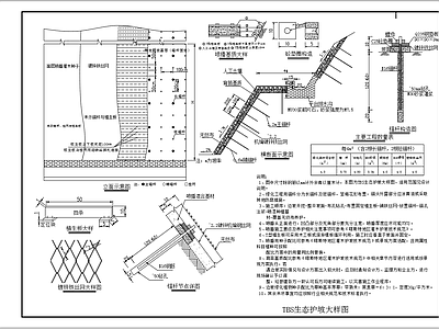 现代其他节点详图 TBS生态护坡图 喷播基材绿化防护 边坡绿化植物护坡 施工图