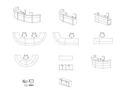 现代综合家具图库 户外家具 接待处前台 施工图