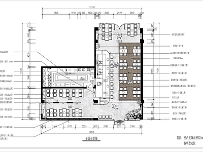 现代西餐厅 韩式烤肉店 平面布局图 施工图
