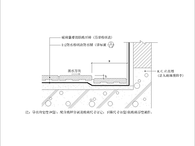 现代其他节点详图 浴厕地坪导水沟 施工图