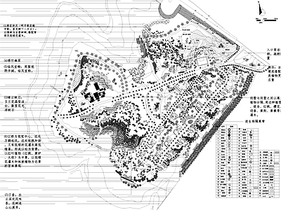 景观平面图 水库风景区 植物配置平面图 植物配置表 别墅区 施工图