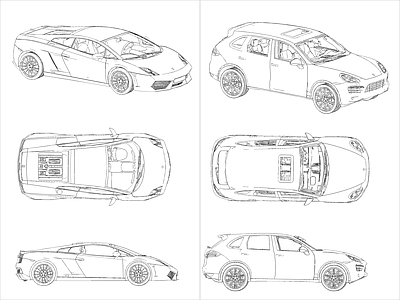 现代交通工具图库 跑车 SUV汽车图块 施工图