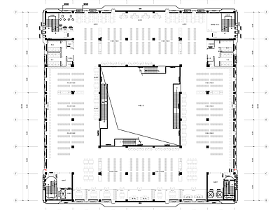 现代图书馆 开放式阅览室平面 书吧书店平面图 施工图