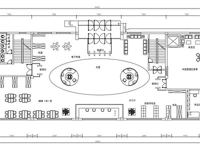 现代图书馆 阅览室平面图 书店书吧平面图 施工图