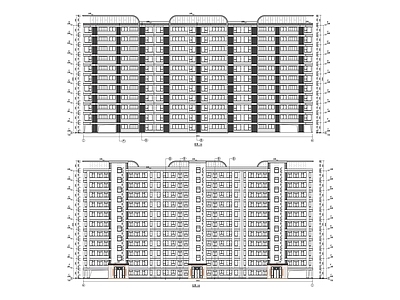 现代住宅楼建筑 现代多层洋房 大平层 一梯两户 户型详图 详图说明大样 施工图