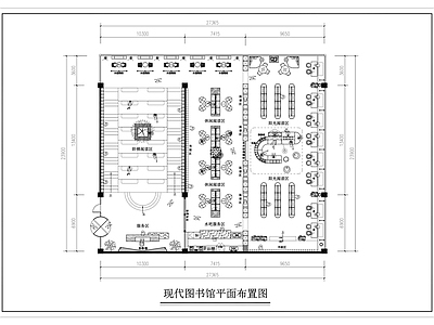 现代原木图书馆 图书馆平面布置图 现代原木风 施工图