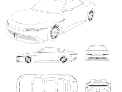 现代交通工具图库 跑车 电动车 施工图