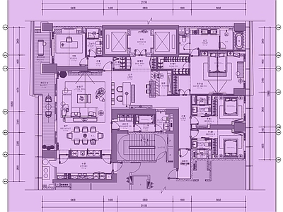 平层 270m²住宅 平层平面图 样板间 施工图