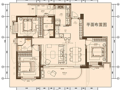 平层 120住宅平面图 样板间平面方案 平层平面图 施工图