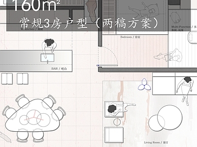 平层 神无月 160㎡平层 平层平面图 彩平图 户型优化 施工图