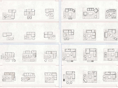 现代极简沙发 组合 懒人 异形 弧形 双面 施工图