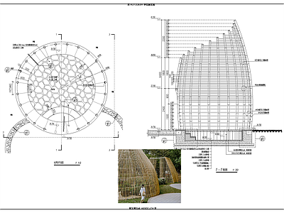 现代亭子 竹亭 施工图