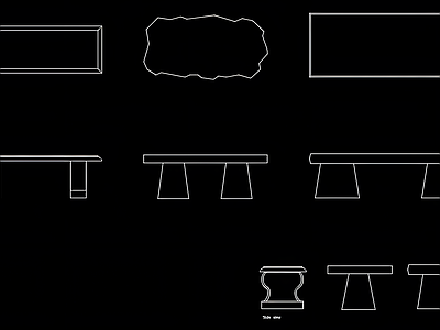 现代桌椅 石凳 施工图