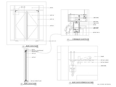 现代门节点 地弹节点详图 施工图