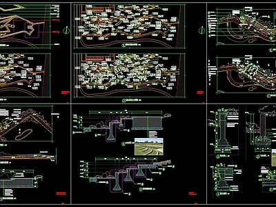 景观节点 滨河公园草阶挡墙 施工图