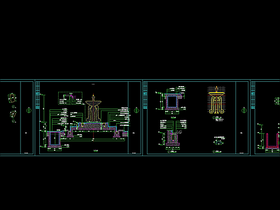 现代小区景观 喷水池 施工图