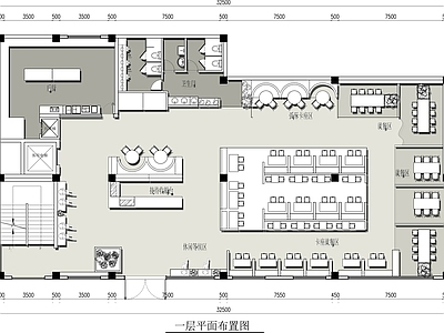 现代茶餐厅 500平米餐厅 餐厅平面布置图 茶餐厅平面图 餐饮空间平面图 施工图