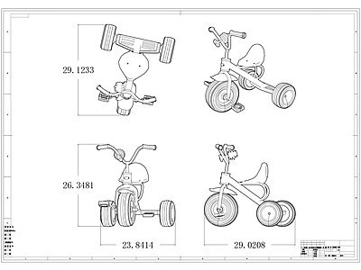 现代交通工具图库 自行车 施工图