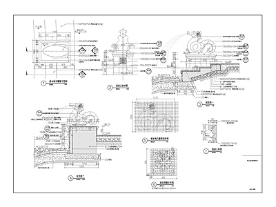 现代小区景观 景观吐水 海马 施工图