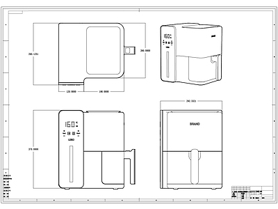 现代电器 家电 空气炸锅 施工图