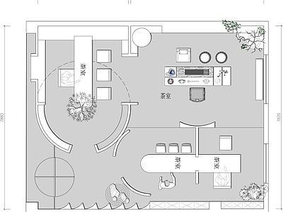 现代茶馆 茶室茶文化艺术空 施工图