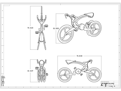 现代交通工具图库 自行车 施工图