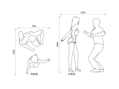 现代人物 舞蹈 跳舞模特 舞蹈者 跳舞形象 舞蹈模特 施工图