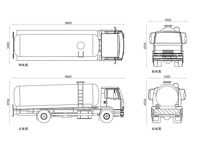 现代交通工具图库 油罐车 油品运输车 燃油运输车 油料卡车 油罐运输车 施工图