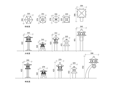 中式灯具图库 中式地灯 中式立灯 中式落地灯具 中式照明灯 中式室内灯 施工图