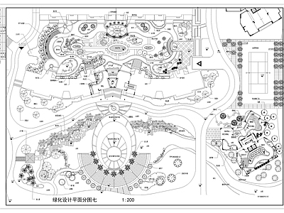 现代新中式花店 小区绿化公园 篮球架 城市公园 社区公园 施工图