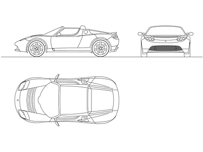 交通工具图库 特斯拉跑车 施工图