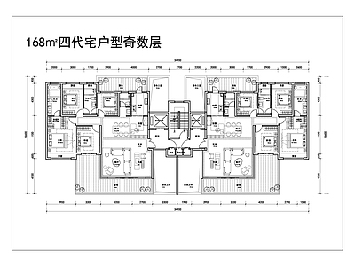 现代新中式住宅楼建筑 四代宅168户型 未来社区住宅户型 四代宅户型方案 空中户型方案 施工图