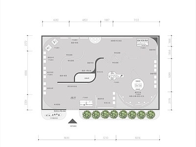 现代展厅 文创超市 美丽乡村振兴商业 展厅展览柜 平面图 施工图