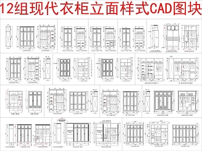 现代柜子 12组现代 立面样式图 施工图