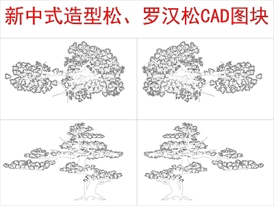 新中式树 造型松罗汉松 图块 施工图