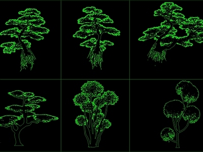 新中式树 造型造型松图块 施工图