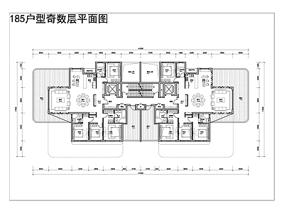 现代住宅楼建筑 四代宅185户型 未来社区户型方案 创新空中园户型 施工图