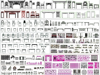 中式综合家具图库 家具 古典家具 中式家具 中式家具素材 中式古典家具 施工图