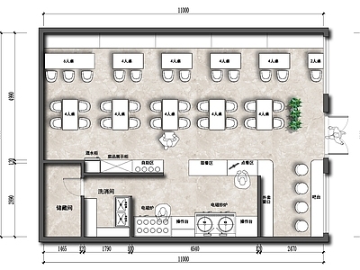 现代快餐店 快餐店 餐馆 餐饮连锁店 餐厅 平面图 施工图