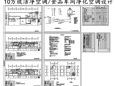 暖通节点 10万级洁净空调 食品车间净化空调 施工图