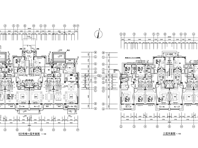 现代住宅楼建筑 现代多层叠墅 下叠上平 施工图