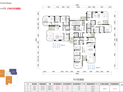 现代新中式住宅楼建筑 未来社区户型方案 未来社区T3户型 超级总部豪宅户型 海景豪宅户型方案 施工图