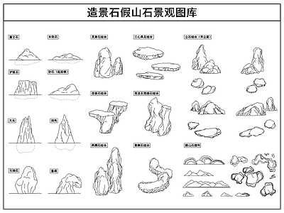 侘寂假山水景图库 造景石景观石图库 假山石景观组合 景观图库 景观石 施工图