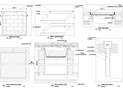 给排水节点详图 井盖节点 钢板井盖 草坪井盖 绿地内检修井 雨水收集口 施工图