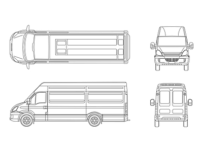 交通工具图库 依维柯汽车 施工图