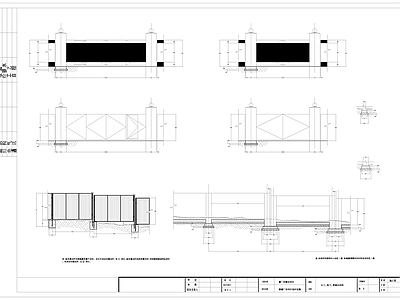 现代门 围墙大样 小 侧 围墙 施工图